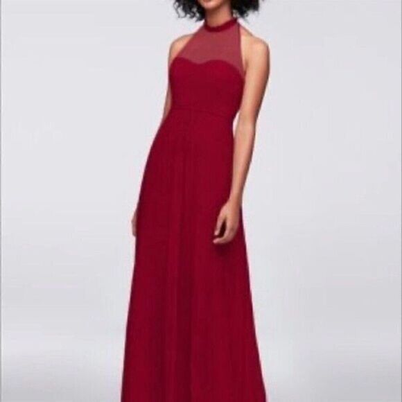 Allover Lace A-Line women long Dress F19635 color apple, red, XS - Picture 15 of 16